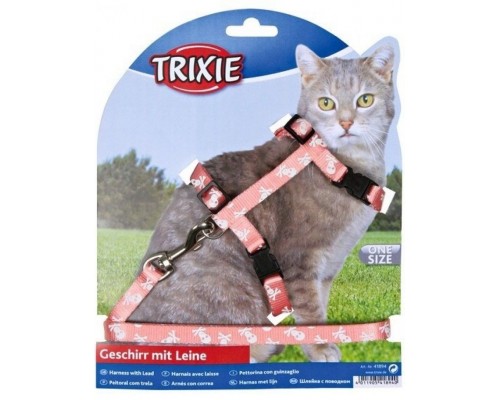 Шлейка с поводком для кошки, Нейлон, "Черепа и кости"