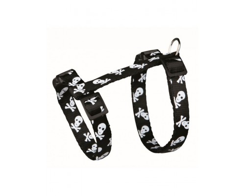 Шлейка с поводком для кошки, Нейлон, "Черепа и кости"