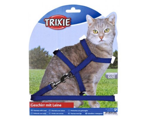 Шлейка с поводком для кошки, одноцветная