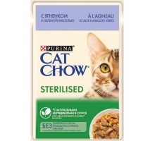 Sterelised для стерилизованных кошек и кастрированных котов с ягненком и зеленой фасолью в соусе