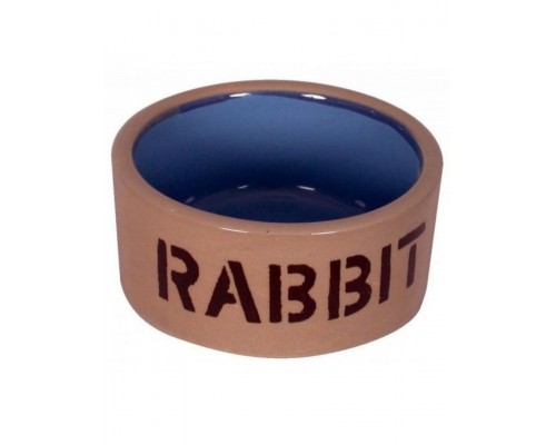 Миска керамическая для кролика бежево-голубая