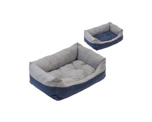 Лежак прямоугольный пухлый с подушкой Navy серый