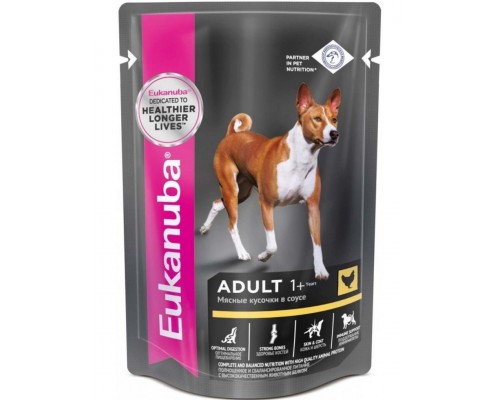 ADULT 1+ YEARS паучи с курицей в соусе для собак