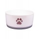 Миска керамическая для собак белая с серой лапкой