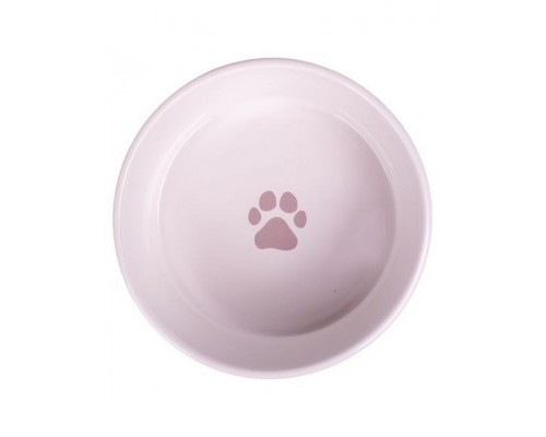 Миска керамическая для собак белая с серой лапкой