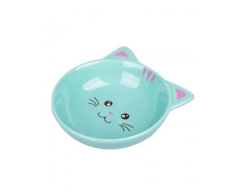 Миска керамическая для кошек Мордочка кошки голубой