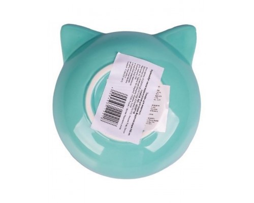 Миска керамическая для кошек Мордочка кошки голубой