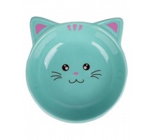 Миска керамическая для кошек Мордочка кошки голубой