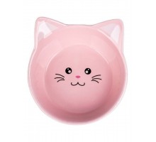 Миска керамическая для кошек Мордочка кошки розовый