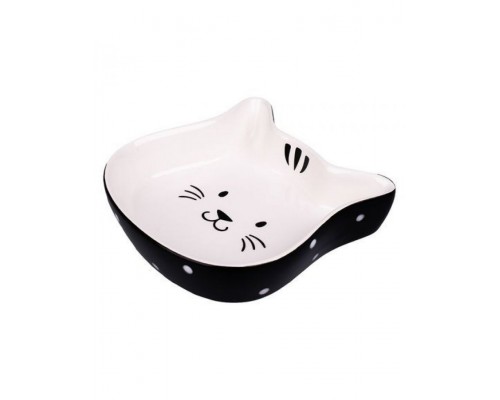 Миска керамическая для кошек Мордочка кошки черный с белым