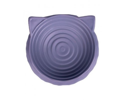 Миска керамическая для кошек круглая с ушками серый