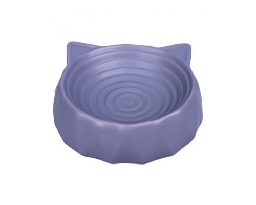 Миска керамическая для кошек круглая с ушками серый