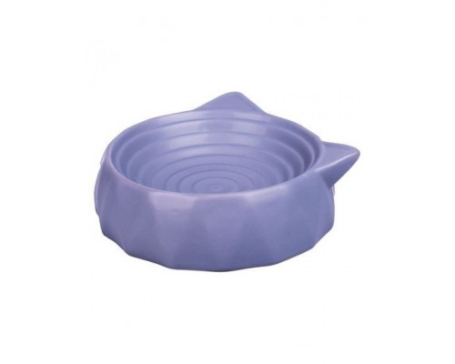 Миска керамическая для кошек круглая с ушками серый