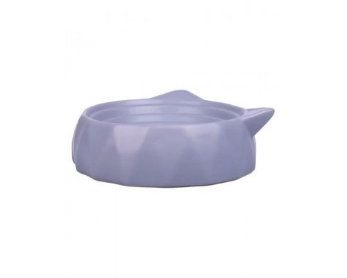 Миска керамическая для кошек круглая с ушками серый