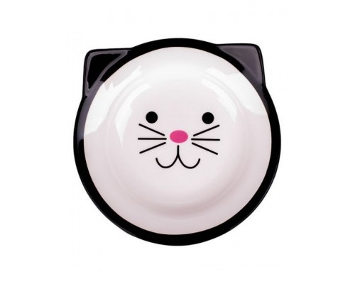 Миска керамическая для кошек Мордочка кошки черная