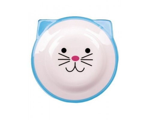 Миска керамическая для кошек Мордочка кошки голубая