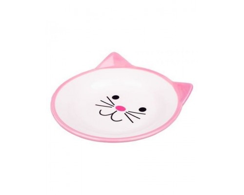 Миска керамическая для кошек Мордочка кошки розовая