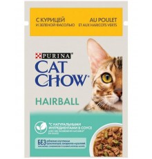 Adult Cat Hairball паучи с курицей и зеленой фасолью кусочки в соусе для вывод шерсти из ЖКТ для кошек