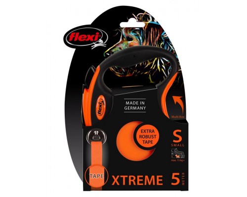 Рулетка для собак Flexi Xtreme, ремень, оранжевый