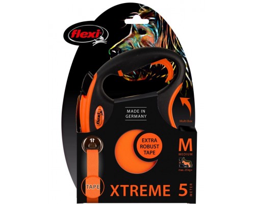 Рулетка для собак Flexi Xtreme, ремень, оранжевый