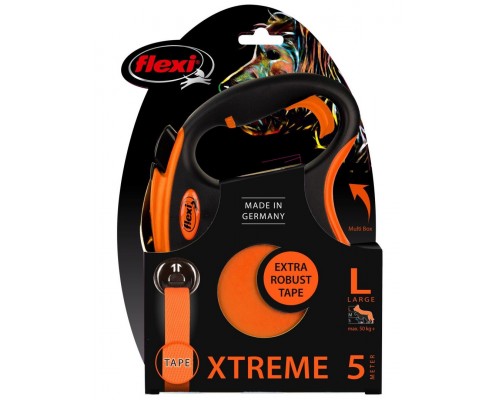Рулетка для собак Flexi Xtreme, ремень, оранжевый