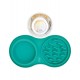 Миска силиконовая двойная, игровая для медленного поедания, с металлической чашей (бирюзовая)