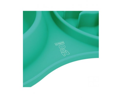 Миска силиконовая двойная, игровая для медленного поедания, с металлической чашей (бирюзовая)