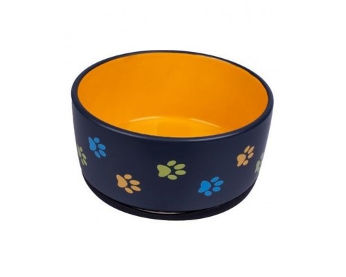 Миска керамическая для собак черная с оранжевым