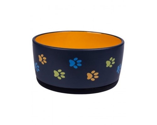 Миска керамическая для собак черная с оранжевым