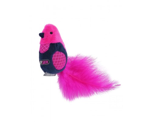 Птичка со светодиодом и перьями, розовая