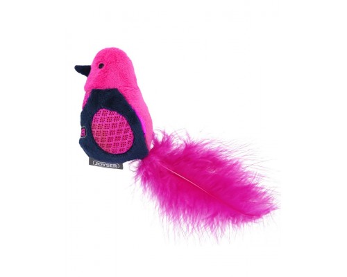 Птичка со светодиодом и перьями, розовая