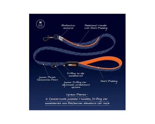 Поводок Joyser Walk Base Leash синий с оранжевым