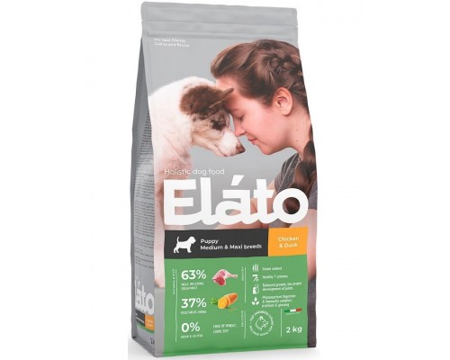 Elato Holistic Puppy Medium & Maxi Chicken & Duck  Полнорационный корм для щенков средних и крупных пород с курицей и уткой