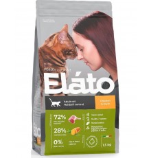 Elato Holistic Adult Cat Chicken & Duck / Hairball Control Полнорационный корм для взрослых кошек с курицей и уткой / для выведения комочков шерсти из желудка и кишечника кошек