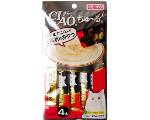 Лакомство для кошек Inaba Ciao Churu Тунец магуро с добавлением брюшной части тунца магуро, пюре