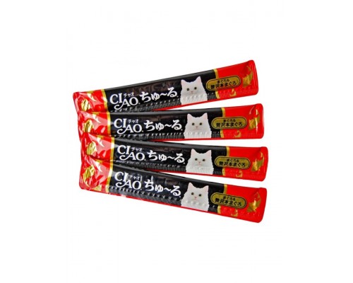 Лакомство для кошек Inaba Ciao Churu Тунец магуро с добавлением брюшной части тунца магуро, пюре