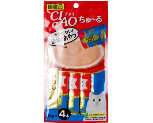 Лакомство для кошек Inaba Ciao Churu Дальневосточная сардина с тунцом магуро, пюре