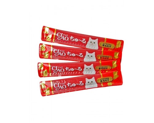 Лакомство для кошек Inaba Ciao Churu Тунец магуро с лососем, пюре