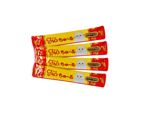 Лакомство для кошек Inaba Ciao Churu Куриное филе с японским крабом, пюре