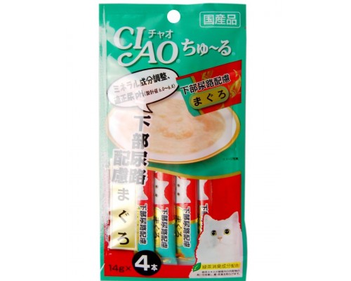 Лакомство для кошек Inaba Ciao Churu Пюре для профилактики заболеваний мочевыделительной системы, тунец магуро