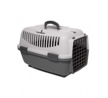 Переноска для животных TRAVEL с пластиковой дверцей, серая