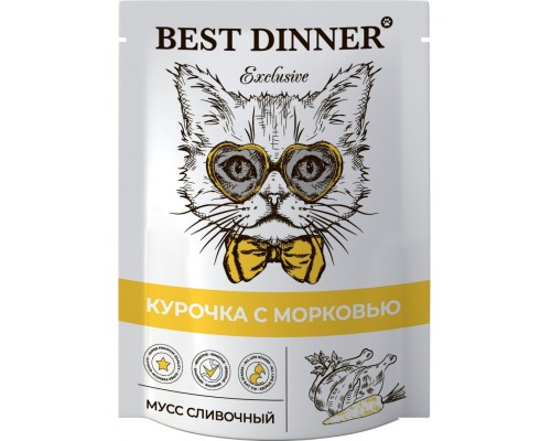 Exclusive Сливочный мусс, курочка с морковью для кошек и котят с 1 месяца