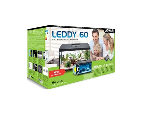 Аквариум LEDDY SET PLUS D&N 60 / 54 л с нижней рамкой черный прямой