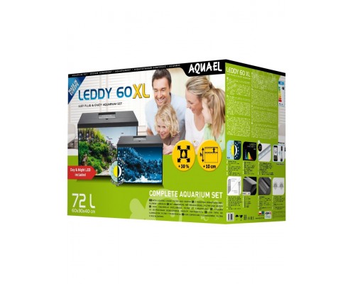 Аквариум LEDDY XL  DAY&NIGHT 60 черный / 72 л, прямой