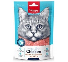 Лакомство Wanpy Cat «сердечки» из курицы с треской, для кошек