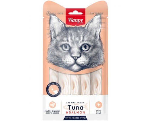 Лакомство Wanpy Cat «нежное пюре» из тунца и лосося, для кошек