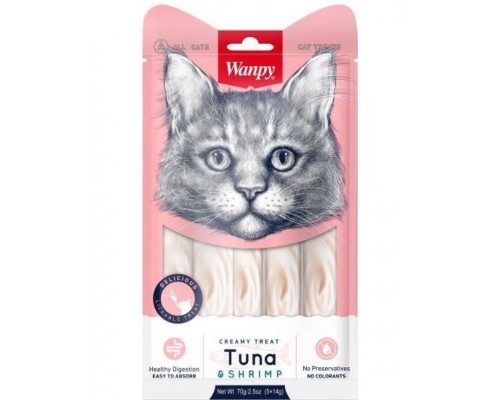 Лакомство Wanpy Cat «нежное пюре» из тунца и креветок, для кошек