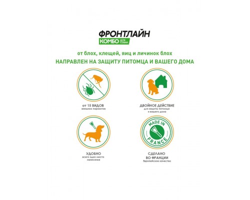 Фронтлайн Комбо для собак 10-20 кг (M) – для защиты от клещей, блох в форме капель