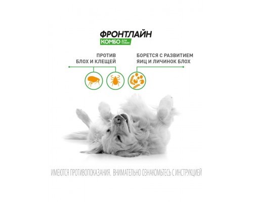 Фронтлайн Комбо для собак 10-20 кг (M) – для защиты от клещей, блох в форме капель