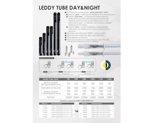 Светодиодный модуль LEDDY TUBE DAY&NIGHT J Sunny (6500 K / T8 25 ВТ, T5 35 ВТ)